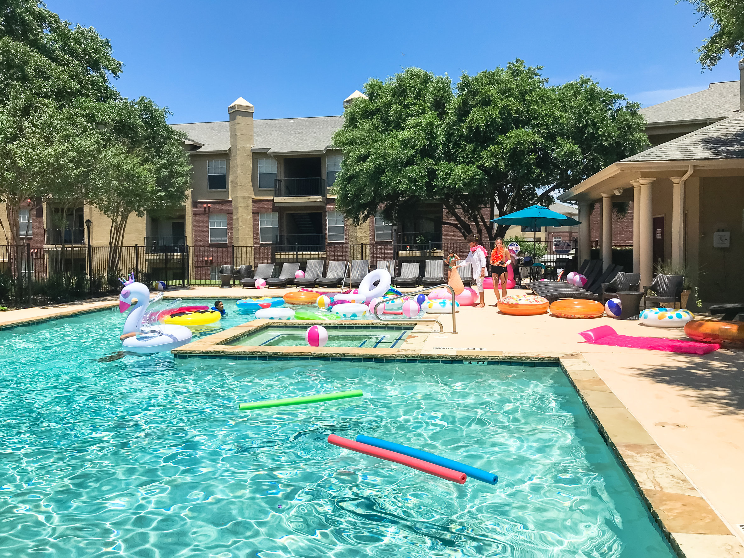 Sumer resident pool party event at apartment complex near Dallas, Texas